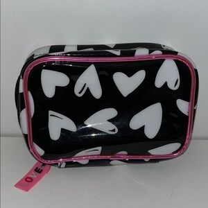 Valentines Black and White Heart Cosmetic Bag